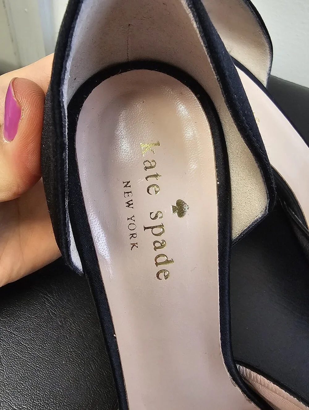 Kate Spade Sala Satin Bow D'Orsay Glitter Heel Pumps Black 6.5